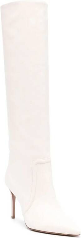 Paris Texas 85mm Stiletto leather boots White