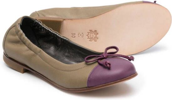 Pèpè bow-detail leather ballerinas Green