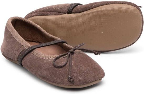 Pèpè bow-detail suede ballerinas Brown