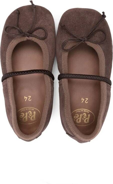 Pèpè bow-detail suede ballerinas Brown
