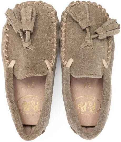 Pèpè Dario suede tasseled moccasins Neutrals
