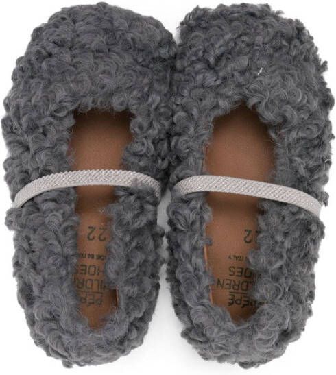 Pèpè faux-shearling round-toe ballerinas Grey