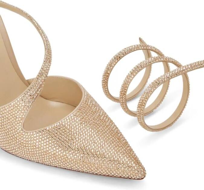René Caovilla Margot rhinestone-embellished pumps Gold
