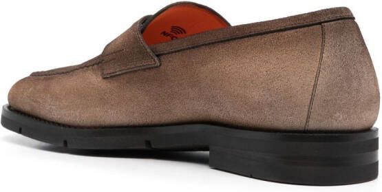 Santoni almond-toe suede loafers Brown