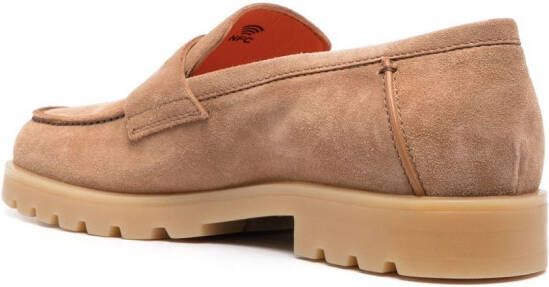 Santoni almond-toe suede loafers Brown