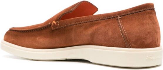 Santoni almond-toe suede loafers Brown