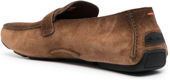 Santoni buckle-detail calf-leather loafers Brown