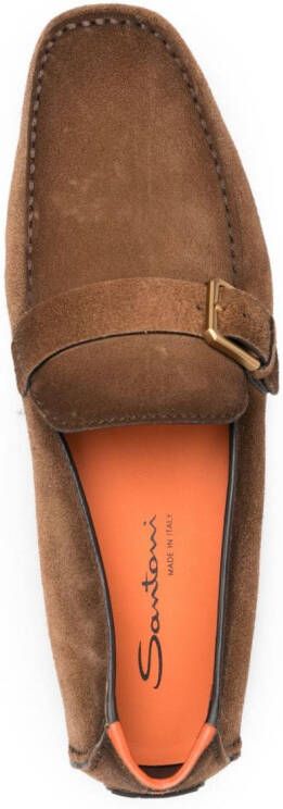 Santoni buckle-detail calf-leather loafers Brown