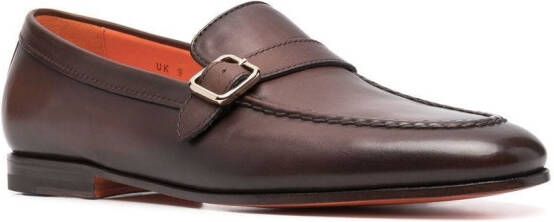Santoni buckle detail loafers Brown