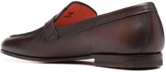 Santoni buckle detail loafers Brown