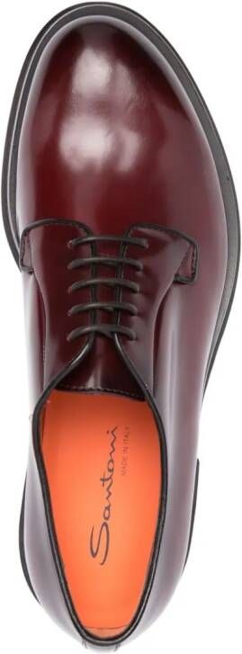 Santoni calf leather derby shoes Red
