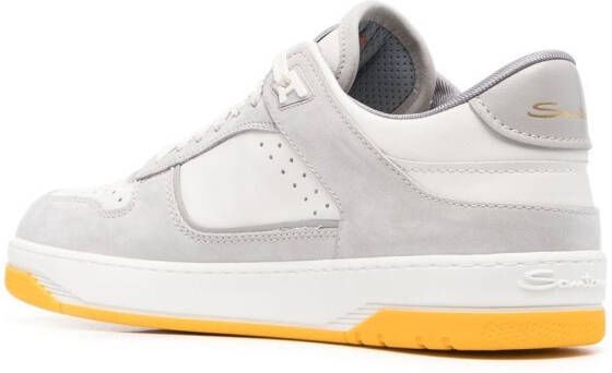 Santoni calf-leather lace-up sneakers White