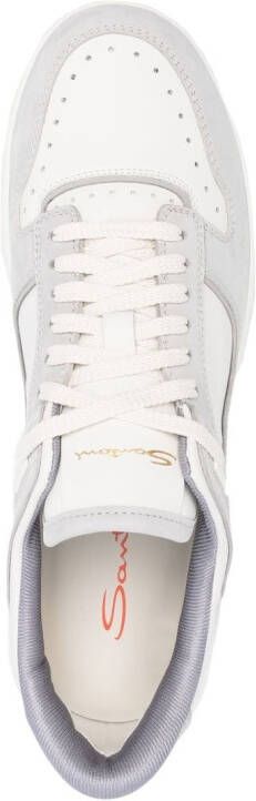 Santoni calf-leather lace-up sneakers White
