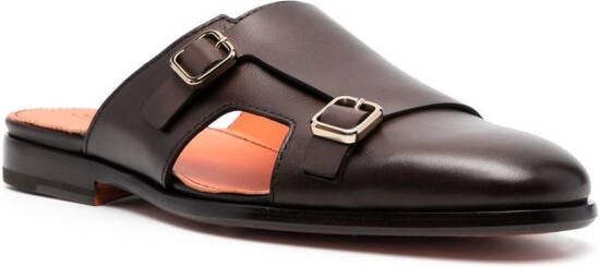 Santoni contrasting monk slippers Brown