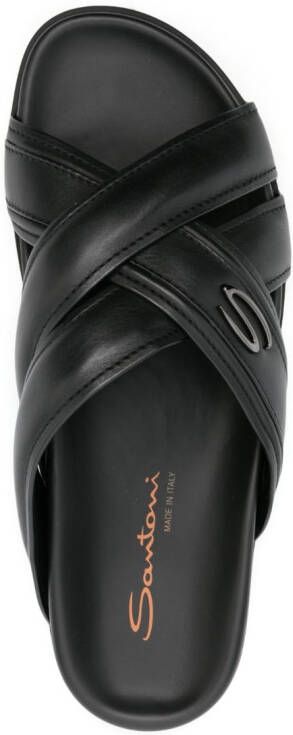Santoni crossover-straps leather sandals Black