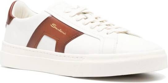 Santoni Double Buckle leather sneakers White