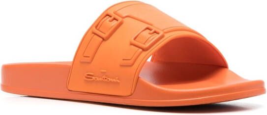 Santoni debossed-logo slides Orange
