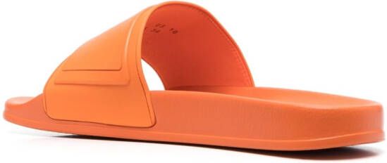 Santoni debossed-logo slides Orange