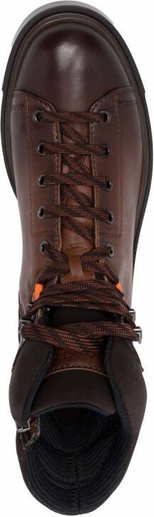 Santoni distressed lace-up mountain boots Brown