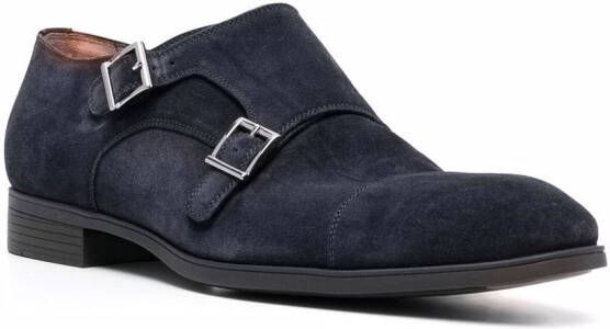 Santoni double buckle monk shoes Blue