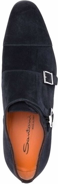 Santoni double buckle monk shoes Blue
