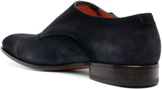 Santoni double-strap suede monk shoes Blue