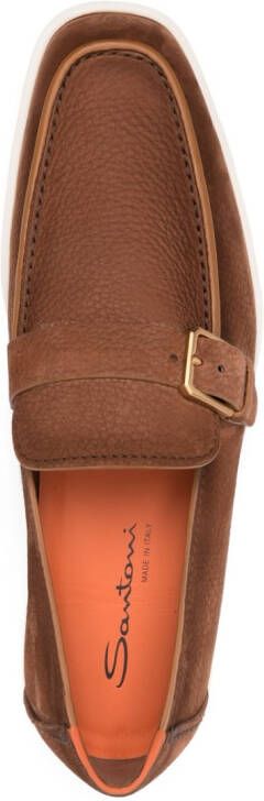 Santoni Dread decorative-buckle leather loafers Brown