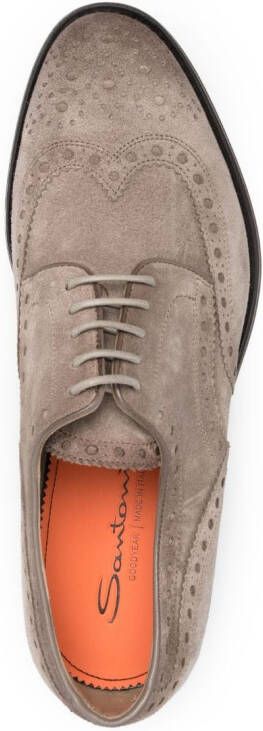 Santoni Emil perforated-detail leather brogues Neutrals