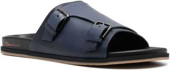 Santoni flat leather sandals Blue