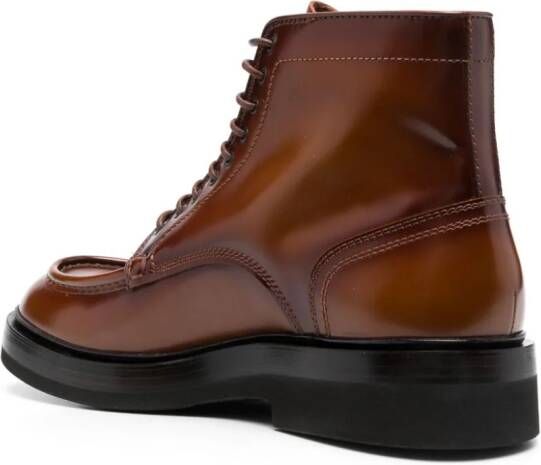 Santoni lace-up leather boots Brown