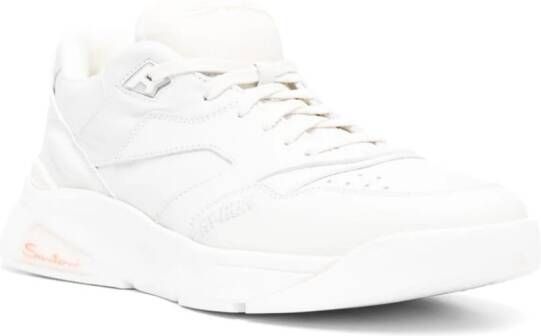 Santoni leather panelled sneakers White