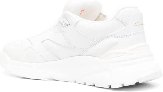 Santoni leather panelled sneakers White
