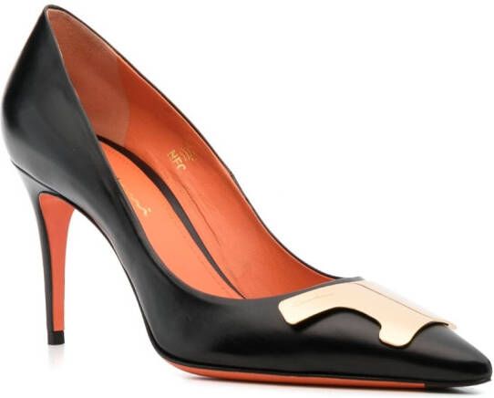 Santoni logo-detail 100mm leather pumps Black