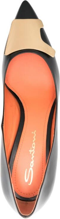 Santoni logo-detail 100mm leather pumps Black