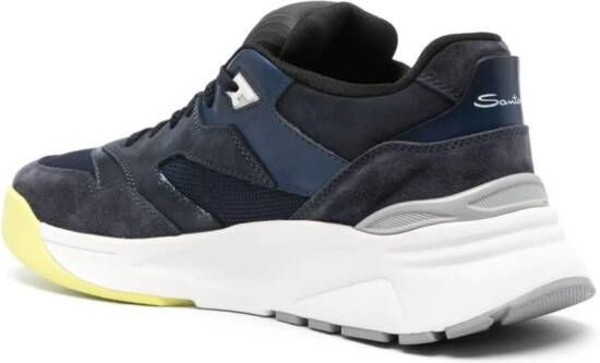 Santoni logo-embroidered panelled sneakers Blue