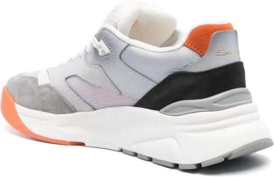 Santoni logo-embroidered panelled sneakers Grey