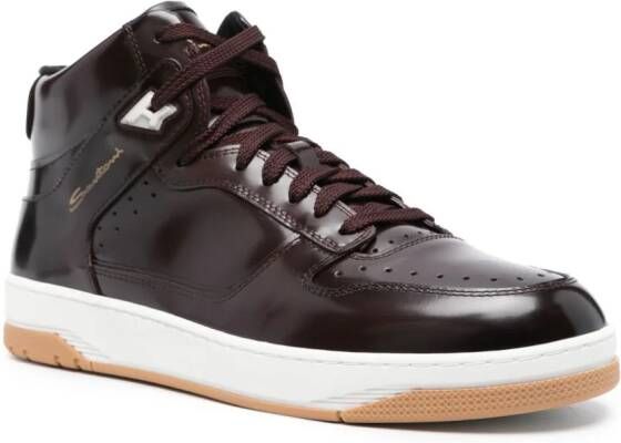 Santoni logo-print high-shine finish sneakers Purple