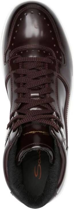 Santoni logo-print high-shine finish sneakers Purple