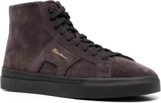 Santoni logo-print suede sneakers Grey