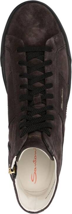 Santoni logo-print suede sneakers Grey