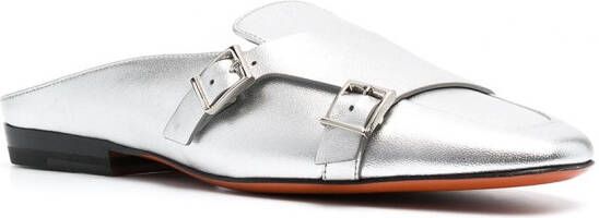 Santoni metallic leather mules Silver