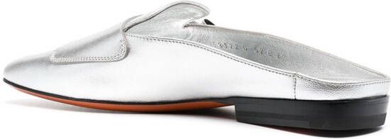 Santoni metallic leather mules Silver