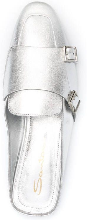 Santoni metallic leather mules Silver