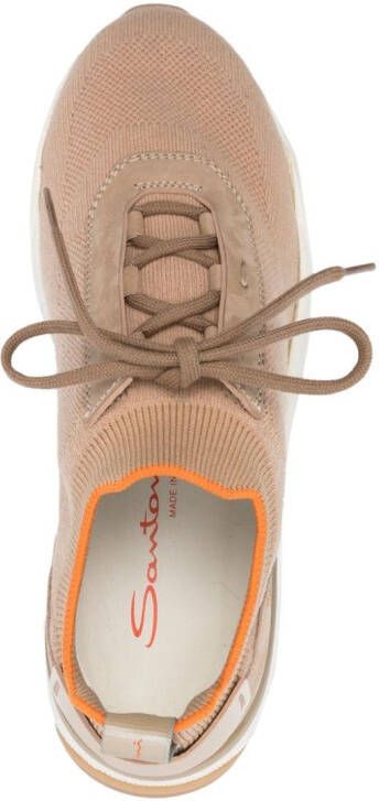 Santoni panelled knitted sneakers Neutrals
