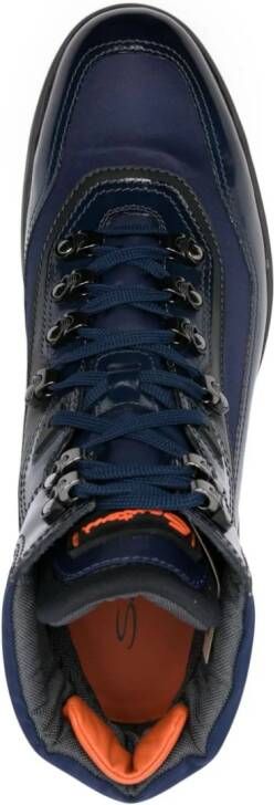 Santoni panelled lace-up boots Blue