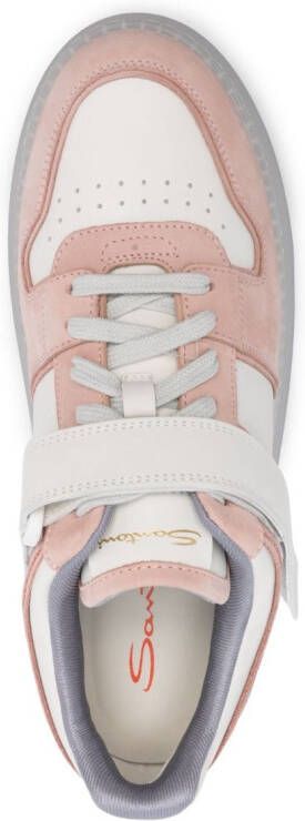 Santoni panelled leather sneakers Pink