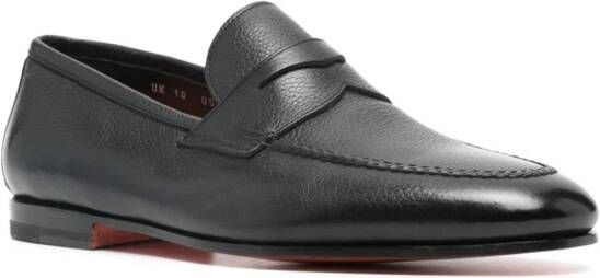Santoni penny-slot leather loafers Black