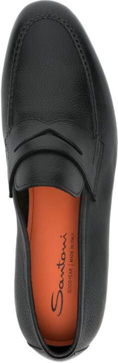 Santoni penny-slot leather loafers Black