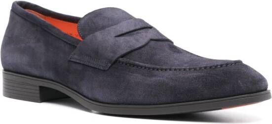 Santoni penny-slot suede loafers Blue