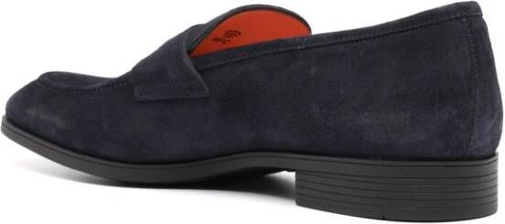 Santoni penny-slot suede loafers Blue